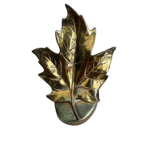 1970s PM Craftsman Brass Plated Maple Leaf Bookends - Picture 2 of 10